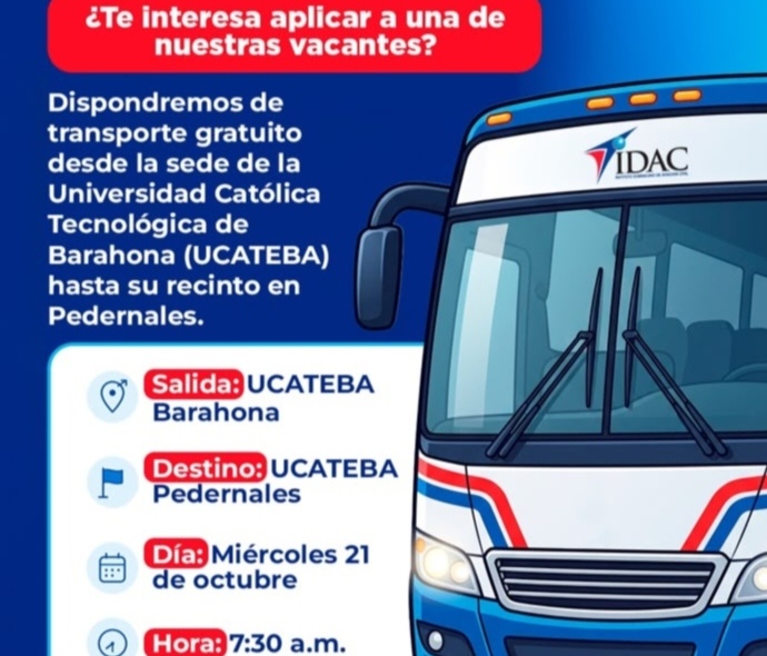 Anuncian transporte gratis trasladar desde Barahona a interesados en participar Feria de Empleos “Impulsado Cabo Rojo” en Pedernales mañana miércoles 21.